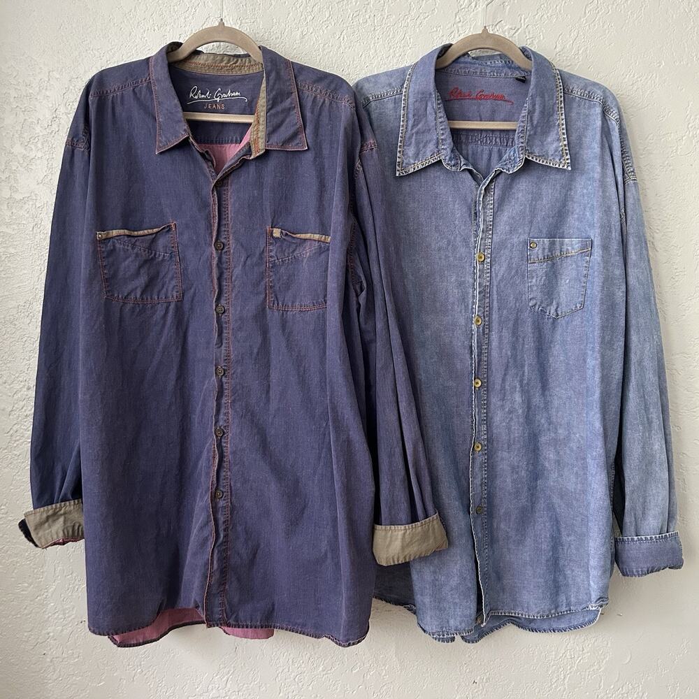 Robert Graham Jeans 4XL Shirt Bundle 2 Chambray Casual Button Down Big Tall